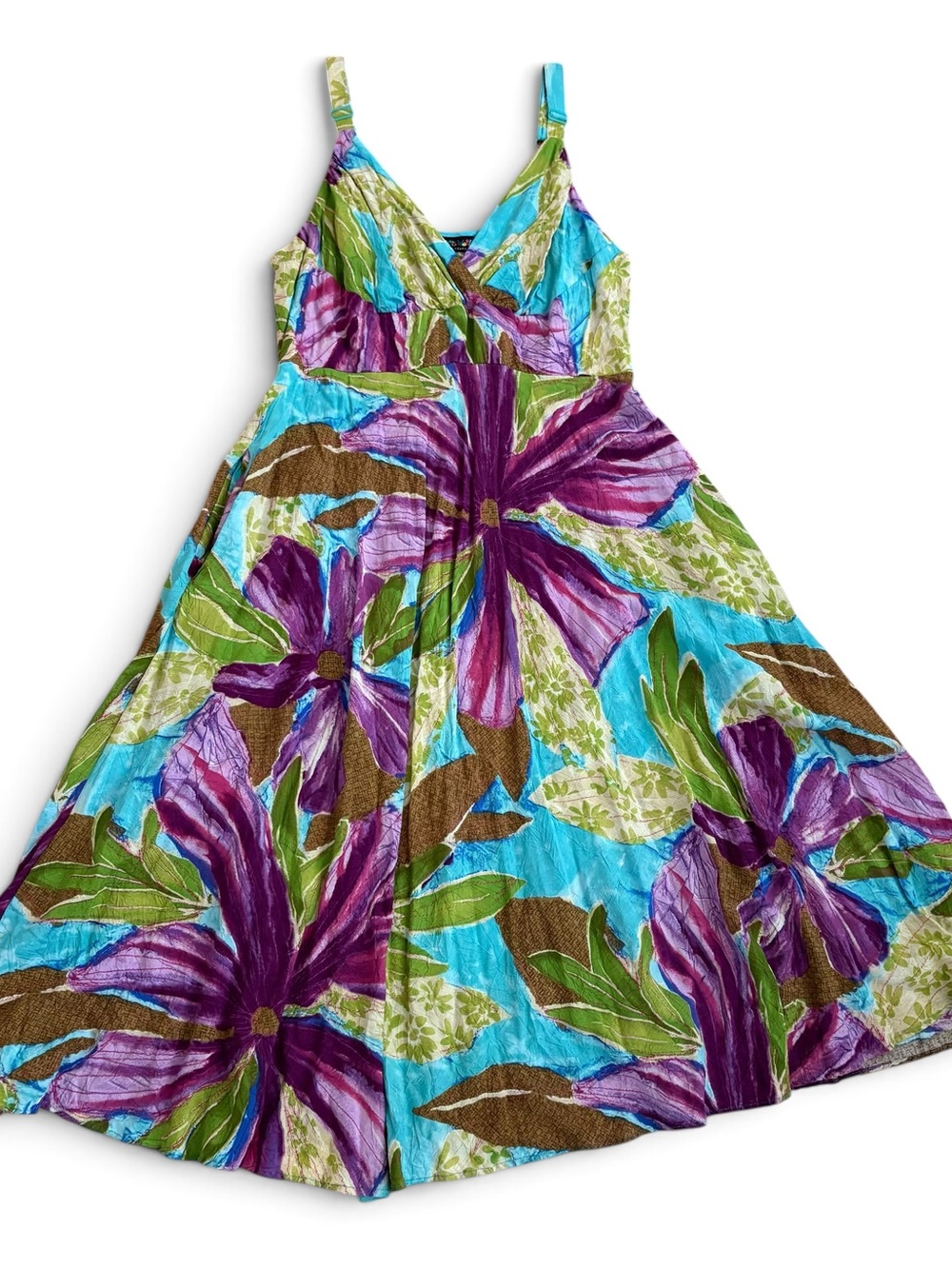 Jams World Flower Song Hawaiian Floral Tie Dye Midi Dress